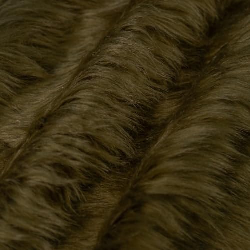 FabricLA Faux Fur Fabric - 2 Packs Square Fur Material Fabric - 30” X 30” Inches - Shaggy Fur Patches Fabric Cuts Chair Cover Seat Cushion for DIY Craft - Olive