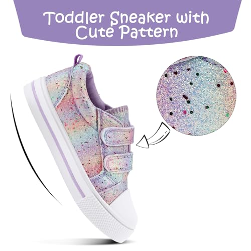 Image of KomForme Toddler Sneakers for Boys and Girls Cartoon Dual Hook and Loops Sneakers Baby Canvas Shoes | Comfortable, Lightweight