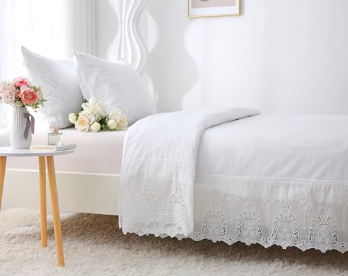 Meaning4 White Cutouts Lace Duvet Cover Openwork...
