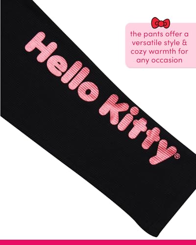 Image of Hello Kitty Girls Pants Set - 3 Piece Zip Up Vest, Long Sleeve Graphic Shirt, Fleece Pants - Matching Set for Girls (2T-12), Size 2T, Pink /Black /Leopard