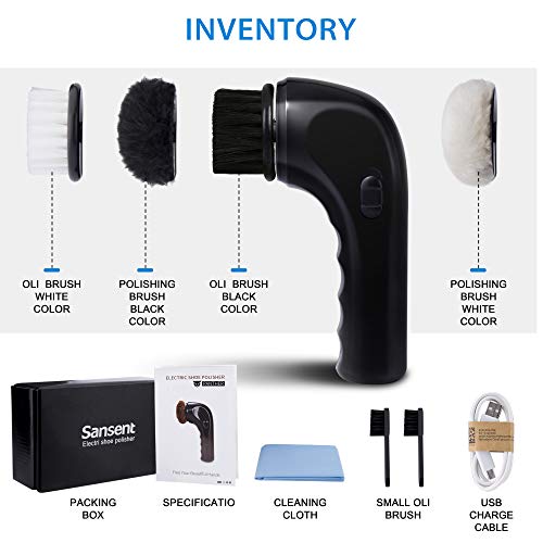Sansent Electric Shoe Shine Kit, Electric Shoe Polisher Brush Shoe Shiner Dust Cleaner Portable Leather Care Kit for Shoes