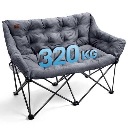 EVER ADVANCED Campingstuhl Faltbar 124CM Breit Campingsofa für 2 Personen Faltsofa 320KG Belastbar...