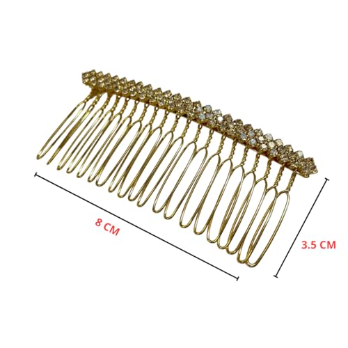 Kit 2pçs Presilha Pente De Cabelo Metal Perola Strass Lux (Dourado)