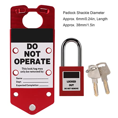 Image of Lockout Tagout Locks Set, Writable Aluminum Alloy Safety Lockout Hasp with Tamperproof Locking Tabs 38mm Padlock, Group Lockout Hasps, Safety Padlocks
