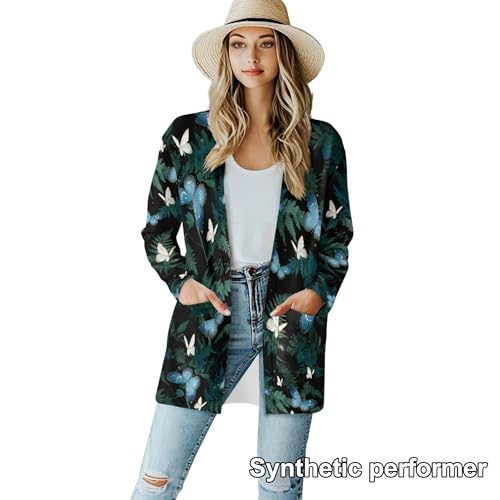 Image of Cardigan Sweaters for Women Long Sleeve Cardigan Soft Drape Open Front Fall Dusters V-Neck Jackets Dressy Loose Coat