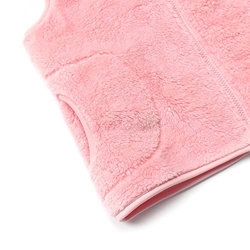Image of JESKIDS Girls' Boys Sherpa Fleece Vest Outwear Lightweight Solid Color Cute Jacket with Pockets 2-11 Years