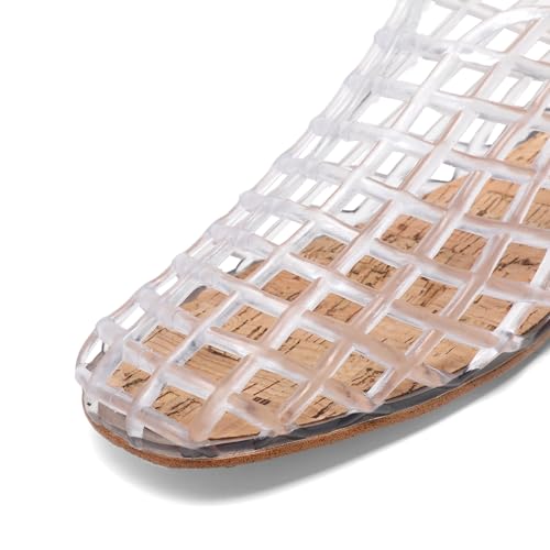 Jelly Mesh Ballet Flats - Comfortable Clear Jelly Shoes, Adult Women's Closed Toe Flats Sandals