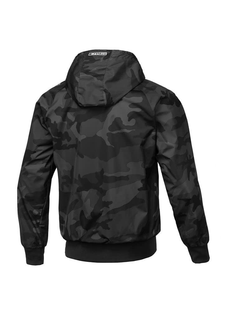 PITBULL - Chaqueta Cortavientos Hombre Deportiva con Capucha, West Coast, Chaqueta Ligera y Cremallera, Chaqueta Deportiva Transpirable para Exterior, Bolsillos con Cremallera