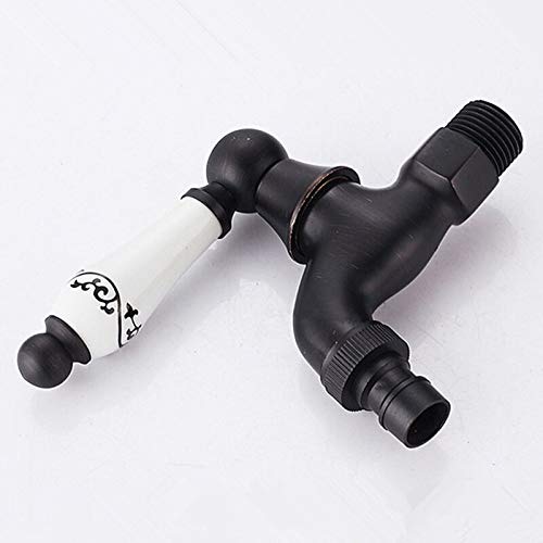 Produktbild von Retro Wand-Wasserhahn In Schwarz – Einhebel, Kaltwasser, Keramischer Ventilkern, Für Garten Und Waschraum