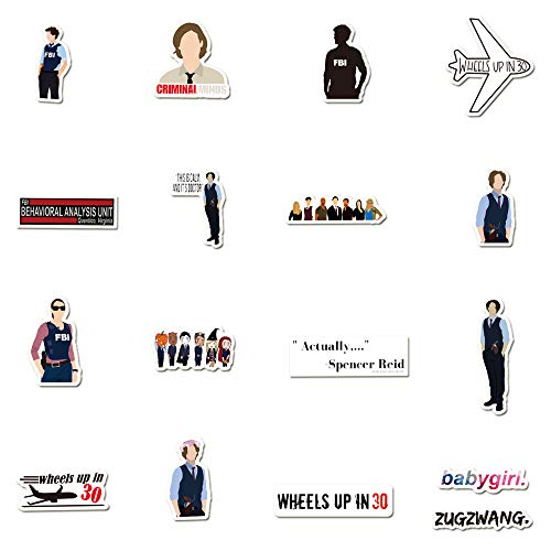 Adesivos Criminal Minds 50 peças de vinil à prova d'água para laptop, skate, para-choque, carros, c