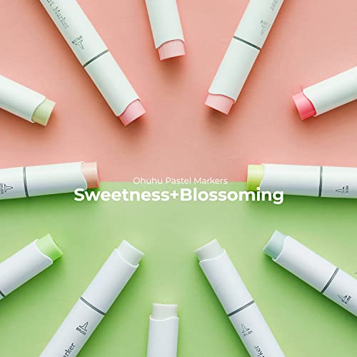 Ohuhu Pastel Markers Alcohol Based -96 Pastel Colors Of Sweetness & Blossoming + 20 Packs 10 Colors Gold Silver White Gel Ink Pen #TOP2