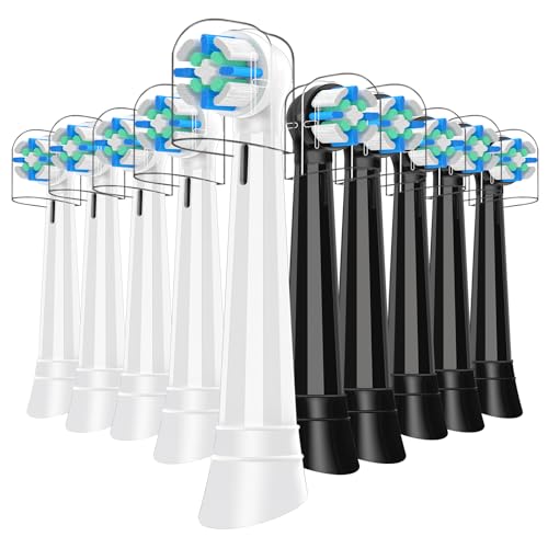 Cabezales de recambio compatibles con Oral B iO 2/3/4/5/6/7/8/9/10 Cepillo de dientes electrónico, Cabezal de limpieza (10 Negro/Blanco)