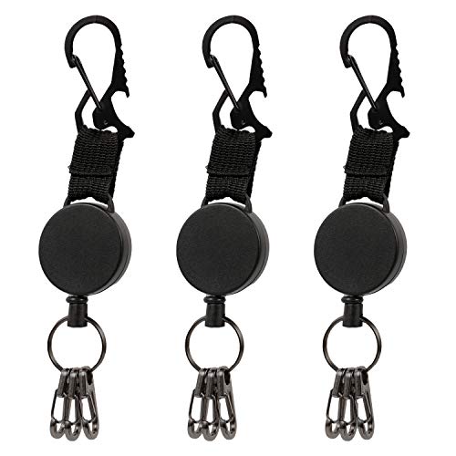 Ornoou 3 pack retractable key chain, heavy duty badge holder with…