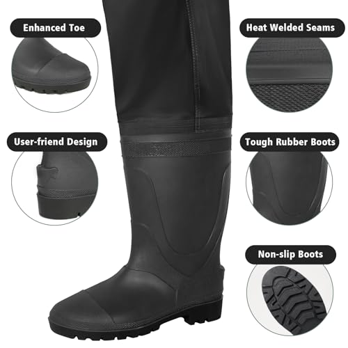 Image of Trudave Chest Waders for Men with Boots, 2-Ply Nylon /PVC Waterproof Fishing & Hunting Waders for Men and Women