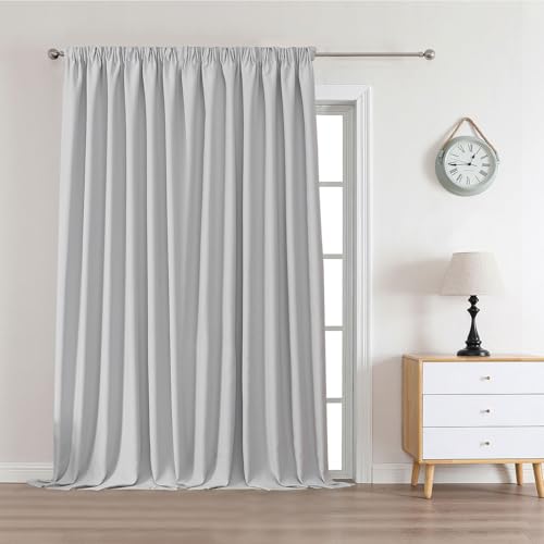 Joydeco Cortinas Opaca Termicas Aislantes Frio y Calor Negro Cinta Fruncidora Riel para Salon Dormitorio Formato Personalizado Gris Blanquecino