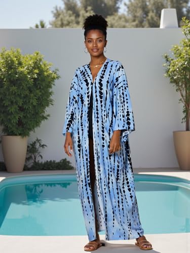 Image of Women's Kimono Cover Up Long Beach Dress Swimsuit Cover Ups Colorful Cardigan Lightweight Robe for Swimwear