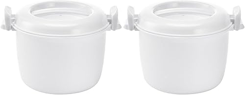 Hemoton Arroz para microondas 2 recipientes redondos de alimentos para microondas para microondas, para arroz, pasta, arroz para arroz y pasta de