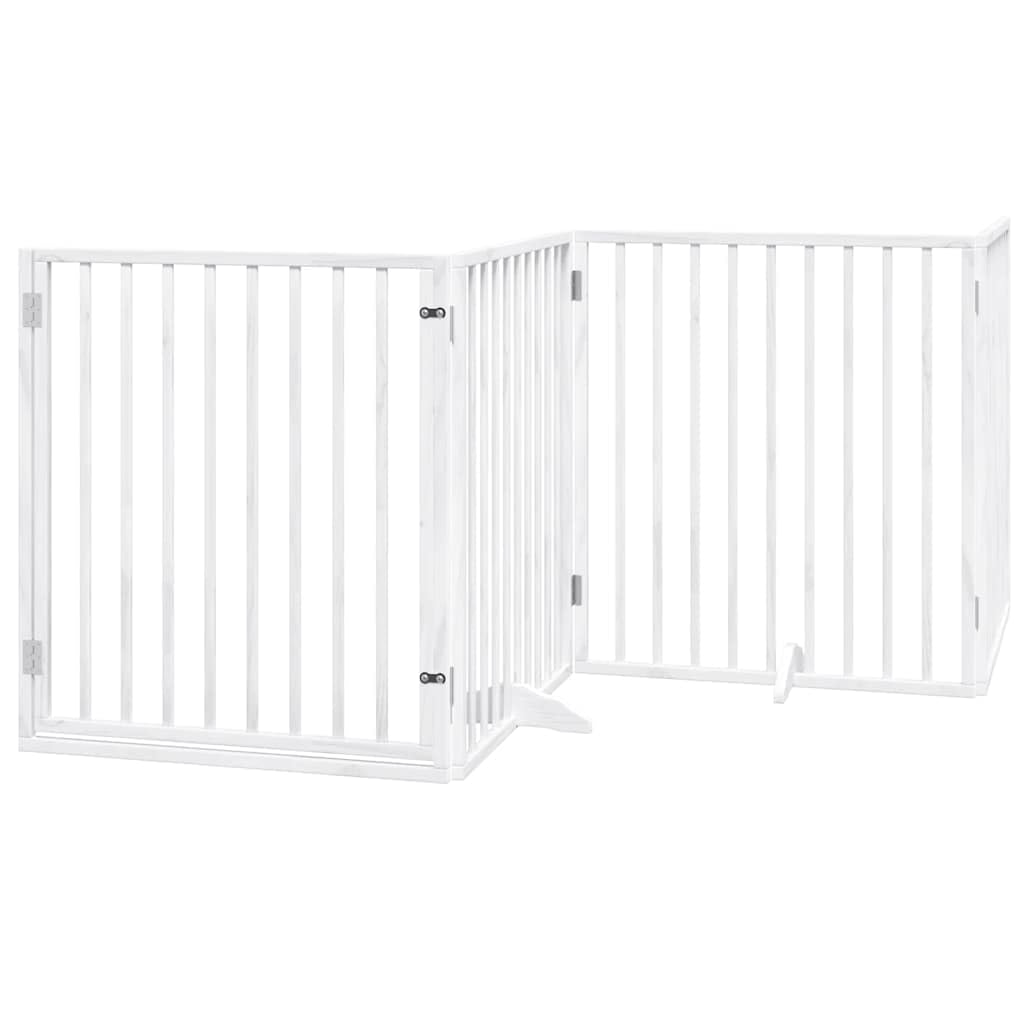 Puerta para perros de madera de álamo blanca, plegable, 640 cm, parque para perros plegable, 8 piezas, rejilla para perros con puerta con cerradura