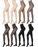 Vabean 8 Pcs Winter Fleece Lined Tights Women Thermal Pantyhose Fake Translucent Thick Leggings Tigh