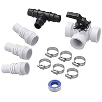 MONZANA® Bypass Set Pool 12-teilig 3 Wege Ventil Anschluss Ø 32/38mm Schlauchschellen Sandfilteranlagen Poolheizung Wärmepumpe Solarheizung
