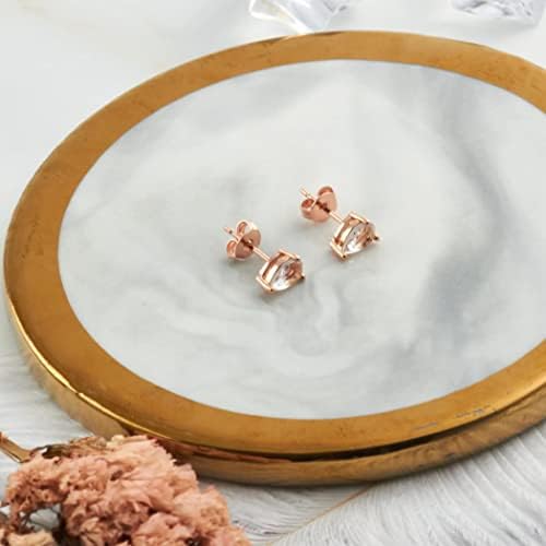 Rose Gold Plated Pear Earrings Created with Zircondia® Crystals
