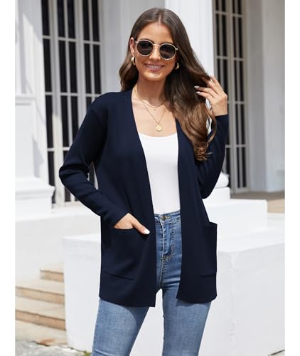 CZYINXIAN Women's Casual Long Sleeve Open Front Cardigan Sweaters Trendy Knit Lightweight Cardigans with Pockets4
