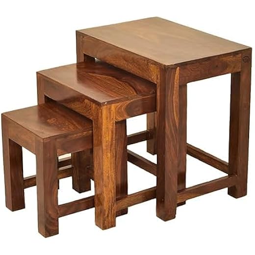 GAID WOOD Solid Sheesham Nesting Table Set of 3