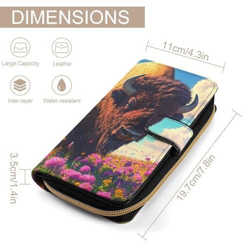 Buffalo Bison Field Womens PU Leather Wallet Long Purse Clutch Organizer for Office Travel2