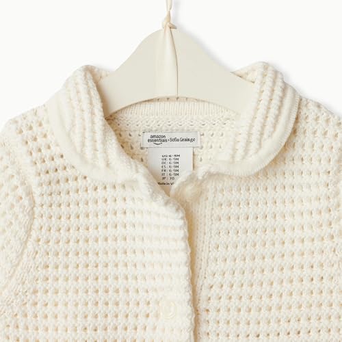 Image of Amazon Essentials x Sofia Grainge Toddlers and Baby Girls' Cotton Short Sleeve Button Front Sweater with Peter Pan Collar