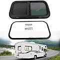 Vertical RV Window, 12" W x 24" H Tinted Sliding RV Window + Net Screen and Trim Ring Fit for 1" or 1-1/2" Thickness Wall Tinted Glass
