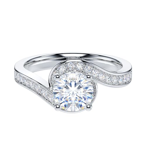 THELANDA Genuine Moissanite or Simulated Diamond Take Me Out Swirled Wrapped 1CT Promise Engagement Bridal Ring For Her
