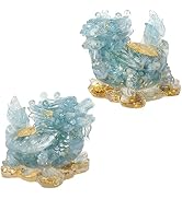 TUMBEELLUWA Pack of 2 Dragon Turtle Crystal Statue Resin Animal Stone Collectible Figurine Feng S...