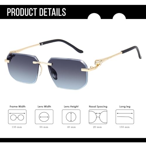 Image of IFLASH UV Protected Retro Rectangular Rimless Sunglasses for Men and Women