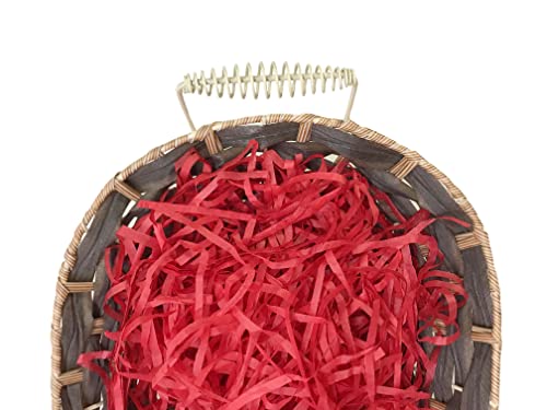 Image of Thin Shredded Paper Crinkle Paper Grass Strips Gift Tray Decoration, Gift Hamper Decorations, Gift Box fillers, Wedding Birthday & Valentines Day Gift (200 Grams, Red)