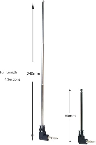 Miniatura 2 de Antena de radio FM de 0.138 in de 9.5 pulgadas retráctil para radio portátil, receptor estéreo de interior, receptor de audio AV Vedio, receptor de