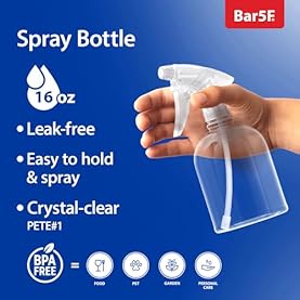 Alternative view of Bar5F Plastic Spray Bottle, 16 oz | Leak Proof, Empty, Clear, Trigger Handle, Adjustable Fine to Stream Output, Refillable, Heavy Duty Sprayer for Hair Salons & Spas, Household Cleaners, Cooking