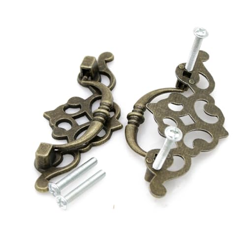 MSolid 4 PCs Vintage Antique Brass Bail Pull Handle for Wooden Drawer Cabinet Cupboard, Length 3.8-in (9.7 cm) and Height 1.6-in (4 cm) - Image 5