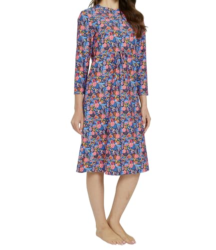 alvon Women Modest Swim Dress Knee Length Swimsuits Cover Ups UPF 50+ Sun Protection Long Sleeve Drawstring 107 l