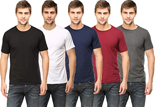 Image of RSO Outfits Men's Regular Fit Plain Half Sleeve Round Neck T-Shirt Combo Pack of 3
