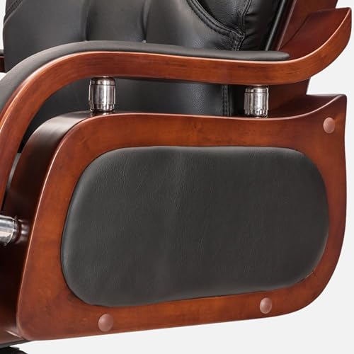 Image of LAKDI Furniture Co High Back Fully Cushioned Leatherite with Wooden Work Office Chair | Revolving Chair | Executive Chair | Director Chair 5-Year Warranty & Free Assembly -Balck