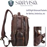 STAR VISTA Nettuno15.6 Vintage Full Grain Leather Laptop Backpack for Men, Multi Pockets, Casual Outdoor Business Travel Rucksack, YKK Zippers - Image 5