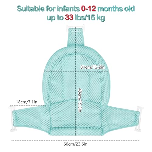Image of Colorlife Baby Bath Seat Support Net Infant Bathing Seat Support Mat, Adjustable Comfortable Non-Slip Three-Pointed Baby Shower Net Bathtub Sit Up Mesh for Newborn 0-12 Months-Green(No Bathtub)