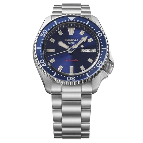 Image of Seiko SRPL83K1 5 Sport SKX Stainless Steel Automatic Watch for Men, 42.5 mm Case Size, Blue /Silver