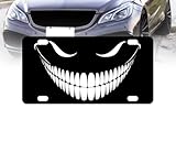 6x12.25 Inch Front Black Cheshire Cat License Plate Frame - Alice in Wonderland Accessories Decorative License Plate Frames for US Standard - Car Frames Evil Cheshire Cat Smile with 4 Holes and Screws