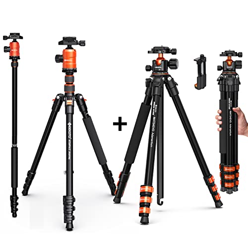 Geekoto 77'' Tripod, Aluminum Camera Tripod Monopod, Foldable Dslr Tripod For Travel-Compact Aluminum Tripod With 360° Ball Head, 77 Inch Professional Tripod With 1/4 Inch Quick Release Plate #TOP30