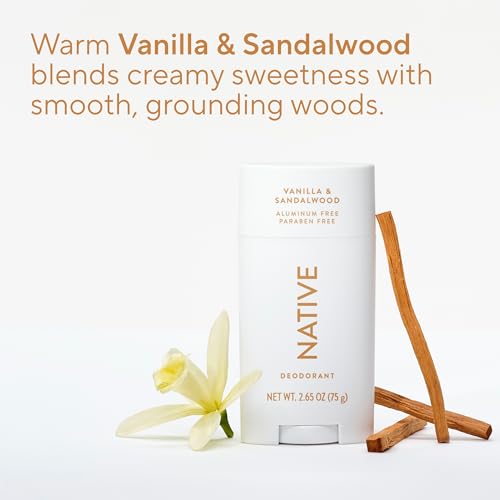Image of Native Deodorant Contains Naturally Derived Ingredients, 72 Hour Odor Control, Deodorant for Women and Men, Aluminum Free, Vanilla & Sandalwood 2.65oz