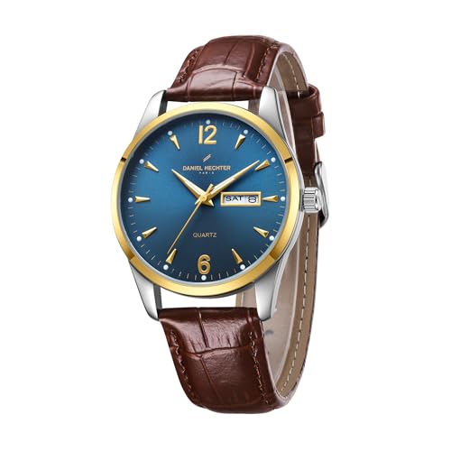 Image of Daniel Hechter Paris Analog Quartz Watch for Men with Sunray Round Dial, Leather Strap, Day & Date Display & Water Resistant