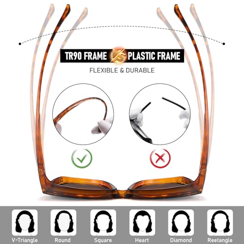 Polarized Sunglasses Over Glasses Men Women,UV Protection Square Sunglasses Wrap-around Driving,Lightweight TR904