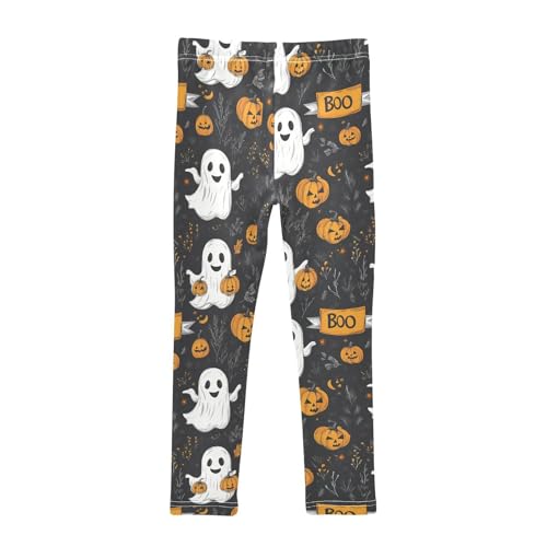 Cute Ghosts Holding Pumpkins Girls Leggings Halloween Kids Yoga Pants Dance Active Tights 4T2