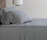 CANNON Solid Percale 200 Thread Count Sheet Sets Grey 100% Cotton 4-Piece Queen Sheet Set, Solid Color Themed, Adult Bedding, Oeko-TEX Certified